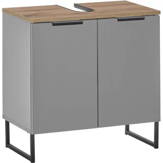 BASIC by Balculina Waschbeckenunterschrank BASIC BY BALCULINA "Denver Waschbeckenunterschrank, Badezimmerschrank 60x60x35", grau (grau matt, grau matt, eiche), B:60cm H:60cm T:35cm, FSC-zertifizierter Holzwerkstoff, Schränke, Waschbeckenunterschrank, Breite 60 cm, Tür L/R 