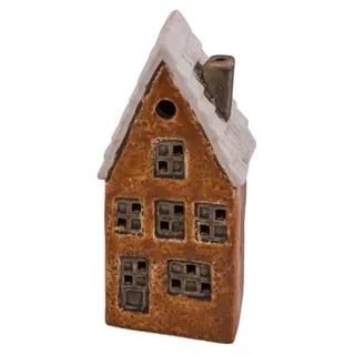 ZauberDeko Keramik Deko Weihnachtshaus Haus Weihnachtsdorf Weihnachten Advent Geschenk 18,5cm H, Farbe:Terrakotta