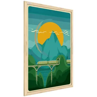 ALLboards Magnettafel Whiteboard Schreibtafel Bild für Kinder, 60x40cm im Naturholzrahmen