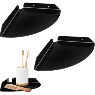 jinminamz Eckregal Wandhalterung,Wandmontiertes Schwebendes Eckregal 2 Stück Wandregal-Organizer Acryl Ecke Schwimmende Regale Für Bad, Küche, Schlafzimmer, Wohnzimmer, Esszimmer, Büro (Schwarz)