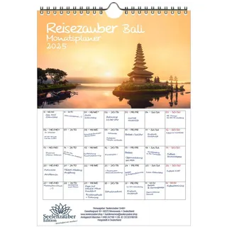 Seelenzauber Wandkalender Reisezauber Bali Wand- Planer Kalender für 2025 DIN A4 Indonesien weiß