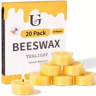 20 Stück Bienenwachs-Teelichter,4 Stunden Brenndauer Bienenwachskerzen | mit Baumwolldocht, handgefertigt, ungiftig und umweltfreundlich zur Entspannung, für Festival, Hochzeit, Party und Zuhause
