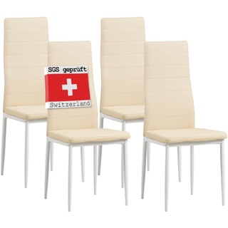 Albatros Esszimmerstühle MILANO 4er, Beige - Polsterstuhl mit Kunstleder-Bezug, Modernes Stilvolles Design am Esstisch - Küchenstuhl oder Stuhl Esszimmer mit hoher Belastbarkeit bis 110kg