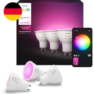Philips Hue White & Color Ambiance GU10 LED Spot 3Er Pack (400 Lm), Dimmbare LED