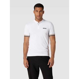 Slim Fit Poloshirt mit Stehkragen Modell 'Pariq', Weiss, S
