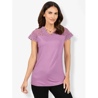 Spitzenshirt INSPIRATIONEN "Shirt" Gr. 52, lila (orchidee) Damen Shirts V-Shirts