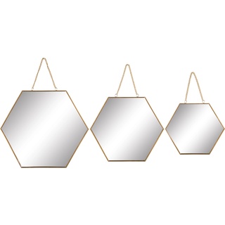 Wandspiegel-Set Blush Bordeaux Metall Gold 3-tgl.