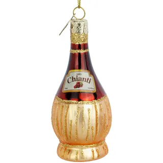 SIKORA Chianti Flasche besondere Weihnachtskugel Glas Christbaumschmuck Deko Figur Weihnachten Anhänger Ornament - Trend Line - BS679