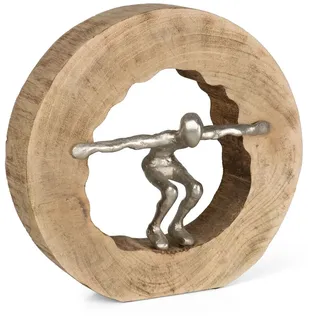 moritz Skulptur Wage den Sprung 27 cm Silber – Mangoholz Deko Figur modern