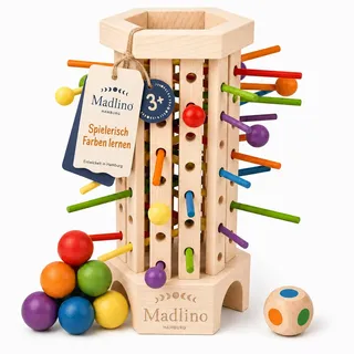 Madlino Farblernturm – Montessori Spielzeug ab 3 Jahre für Mädchen & Jungen – Motorik Spielzeug Farben & Geschicklichkeit – Geschenk Kinder – Holzspielzeug pädagogisch wertvoll