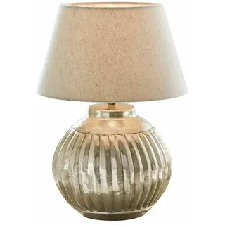Mirabeau Tischleuchte Tischlampe Lillemor antiksilber/creme silberfarben