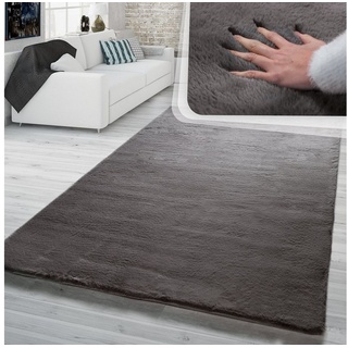 Fellteppich Hochflor Teppich Schlafzimmer Shaggy Kunstfell Flauschig, TT Home, oval, Höhe: 26 mm schwarz