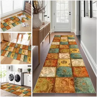 100 x 250 cm, Teppichläufer Flur, Küchenläufer Flurteppich Flurläufer Küchenteppich, Lang Waschbar Küche Teppich läufer, Kurzflor Korridor Teppich Läufer für Eingang Flur Schlafzimmer Wohnzimmer