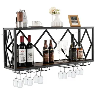 Costway Weinregal 100 x 25 x 45 cm Braun/Schwarz