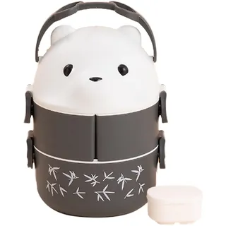Pzuryhg Vakuum Lunchbox Isolierte Brotdose Brillen Bär Lunchbox Edelstahl Thermo Lebensmittelflasche Warmes Essen Vorratsbehälter Lunchbox mit Trennwänden für heiße Speisen