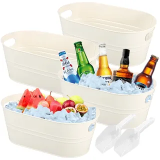 Flaschenkühler mit Eisschaufel, Sektkühler Schale, Großer Eiskübel mit Griffen für Wein, Bier, Champagner, Getränke, Vorratsbehälter für Obst, Gemüse 10l