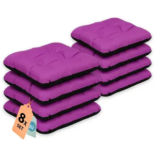 Outdoor Sitzkissen Stuhlkissen - 8er Set - 45 x 45 cm - Made in EU, Wasserdichtes & UV-beständig Gartenkissen - Stuhlauflage Stuhlpolster für Balkonstühle - Rosa