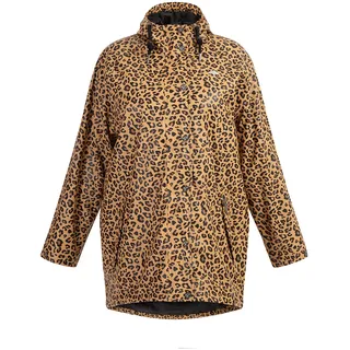 Schmuddelwedda Damen Plus Size Regenmantel mit Leoprint, Schwarz Beige Leo, 46/48 - 46-48