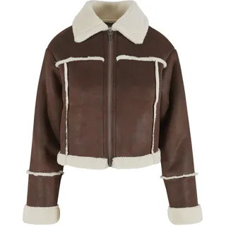 URBAN CLASSICS Shearling Lederjacke Brown / White Sand L