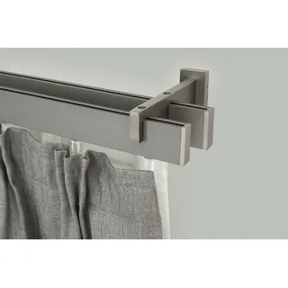 GARESA Innenlaufschiene FLAT, 2-läufig, Wunschmaßlänge, verschraubt, Aluminium, Rechteckprofil, Wandmontage, perfekter Lauf, modern, verlängerbar silberfarben 350 cm