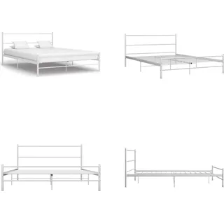 vidaXL Bettgestell Weiß Metall 120x200 cm - Bettgestell - Bettgestelle - Bettrahmen - Bett - Weiß