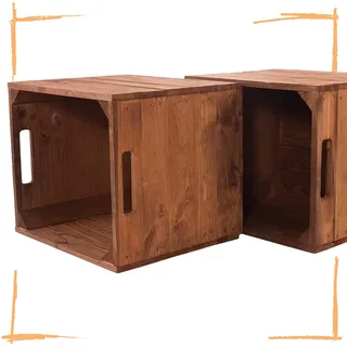 Moooble 6 Holzkisten Used für Kallax Regale 33cm x 37,5cm x 32,5cm Regalkiste rustikal als Küchenregal Weinkiste unbehandelt Wandregal Badregal Obstkisten alt
