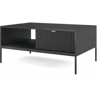 Graingold - Couchtisch Amber - Sofatisch auf Beinen, Modern Kaffeetisch, Wohnzimmertisch, Rechteckiger Couchtisch mit Schublade - Schwarz - Schwarz