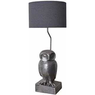 Tischlampe „Villa Hedwig“ – Eulenlampe im Landhausstil mit Stoffschirm