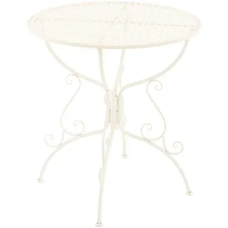CLP Gartenbeistelltisch, Weiß, Metall, Rund, 70x74x70 cm, Gartenmöbel, Gartentische, Beistelltische outdoor