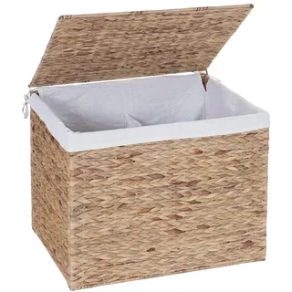 Mendler Wäschekorb HWC-C27, Wäschesammler Wäschesortierer Truhe, 2 Fächer Wasserhyazinthe 50x60x43cm 129l
