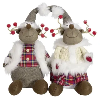 Tischdeko Elch Hirsch Paar Rot ca.35cm Advent Weihnachts Dekoration