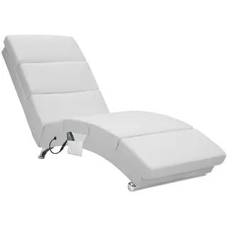 CASARIA Relaxliege London Massage Heizfunktion 186x89x55cm Ergonomisch Gepolstert 180kg Belastbarkeit Wohnzimmer Chaiselongue Relaxsessel... Weiß