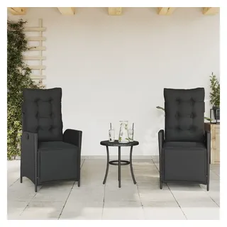 vidaXL Gartensessel mit Fußteil 59 x 59 x 108 cm schwarz 2 St.