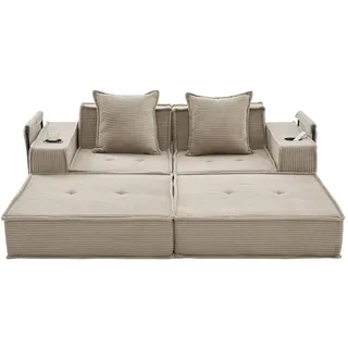 Modfu 2-Sitzer-Sofa, Beige, Textil, Rechteckig, 162x66x78 cm, Wohnzimmer, Sofas & Couches, Sofas, 2-Sitzer Sofas