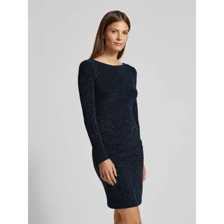 Knielänges Cocktailkleid mit Strasssteinbesatz, Metallic Blue Melange, 38