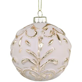 Chic Antique Weihnachtskugel mit Goldmuster Vrilles, Ø 8 cm, antique puder