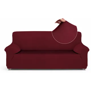 Textilhome Sofa Überzug 3 Sitzer – Moderner Jacquard Sofabezug, Elastische Couch Überzug Sofahusse, Schutz für Hunde & Haustiere, Sofa Cover 180-240 cm. Rot
