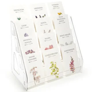 4-stufiger Postkartenständer Kartenständer für Sammelkarten Displayständer Kartenaufsteller Kartenhalter für Postkarten, Grußkarten, Aufkleber – stabiles Tischdisplay für Laden, Markt, Messe