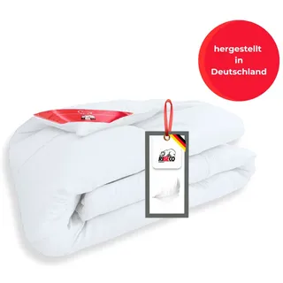 RIBECO GERMANY Daunenbettdecke Johanna 135x200 cm & Kopfkissen 40x80 cm Set | Kopfkissen aus Federn & Daunen, warm, - weiß,