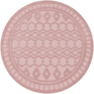 Teppich »Livorno 671«, rund, Uni-Farben, Scandi, Rauten Muster, Hoch-Tief Effekt, Outdoor geeignet, 79126865-0 pink 14 mm