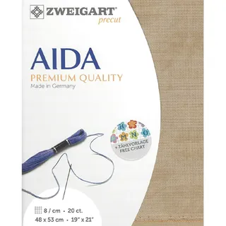 Zweigart AIDA precut 20 ct. Extra Fein-Aida 3326 Farbe 3009 vintage, Handarbeitsstoff für Kreuzstich 48x53cm