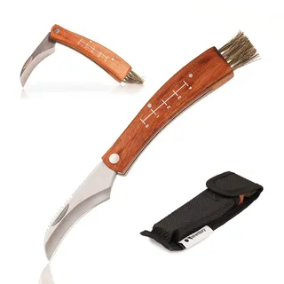 Wrenbury Pilzmesser mit zusammenklappbarer Bürste – Pilzsuchmesser für reichlich Ernte – mit schwarzer Scheide und Präsentationsbox – 9 cm Klinge