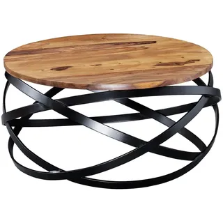 FineBuy Couchtisch FB51030 Massivholz Metall industrial 60 x 30 x 60 cm