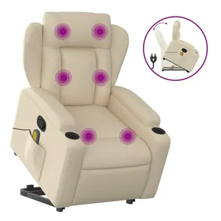 vidaXL Massagesessel mit Aufstehhilfe Polyester 94,5 x 100 x 94,5 cm Creme