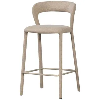 WOOOD Barhocker Noble aus Stoff in Sand - moderner, komplett gepolsterter Barstuhl, Weicher und bequemer Stoff beige