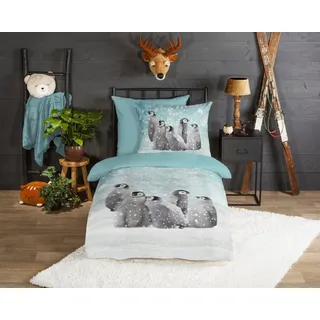 Muller Textil Pengu Flanell Blau 140 x 220 cm + 60 x 70 cm