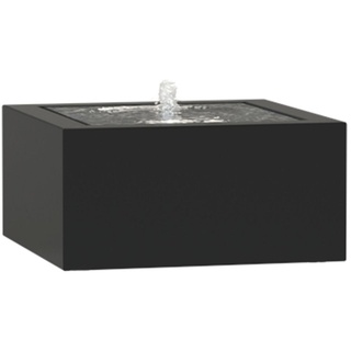 Adezz Wassertisch Aluminium schwarzgrau Wasserspiel mit Pumpe und LED verschiedene Größen 80x80x40 cm (1 Edelstahldüse)