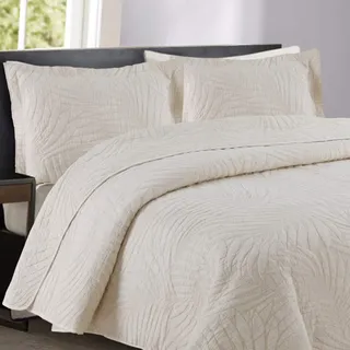 Gesteppt Tagesdecke Set Bettüberwurf Doppelbett Bettüberwurf Bettdecke Kuscheldecke Decke 3-teilig, Wendbar, Bettwäsche Mit 2 Kissenbezügen,Beige-queen:250X270CM