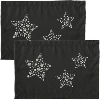 Platzset, Tischset 2er-Pack, Erwin Müller, (2-St), fleckabweisend Sterne schwarz