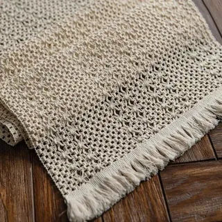 Famanu Tischläufer Boho Macramé mit Quasten - Baumwoll-Tischdecke 30 x 180 cm für Vintage-Dekoration und Hochzeiten